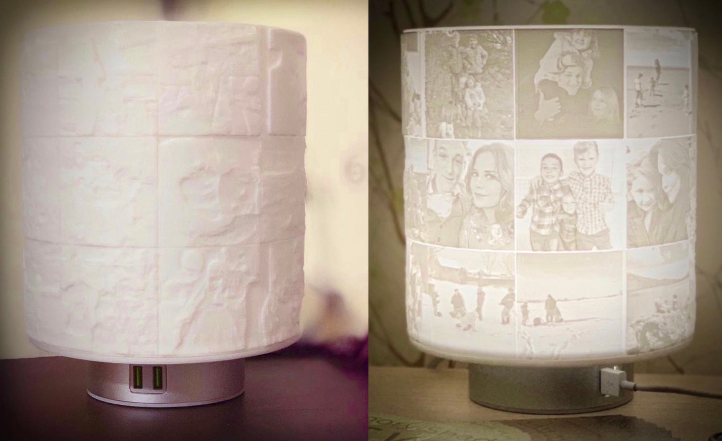 27 Picture Lithophane Shade & Touch Lamp with 2 x USB-A Charging Ports